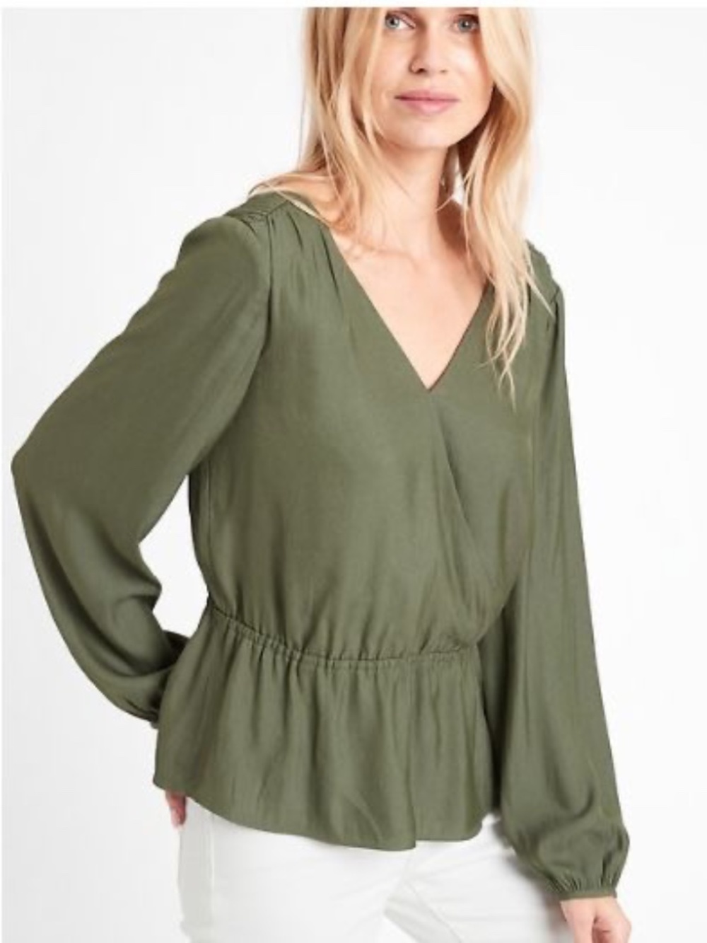 BANANA REPUBLIC BUTTON FRONT PEPLUM BLOUSE
